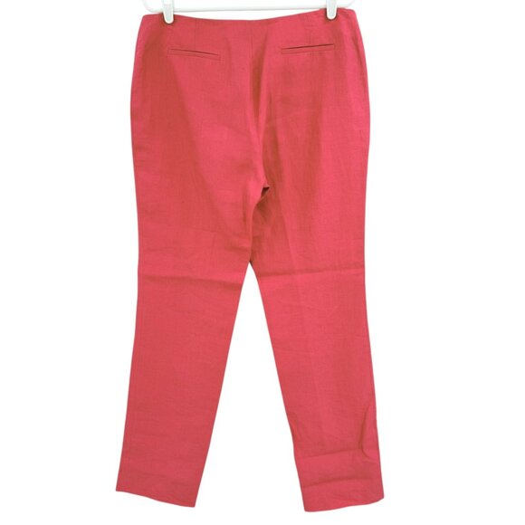 Armani Collezioni Women's Mid Rise 100% Linen Coral Trouser Pants Size 10 - Picture 2 of 10